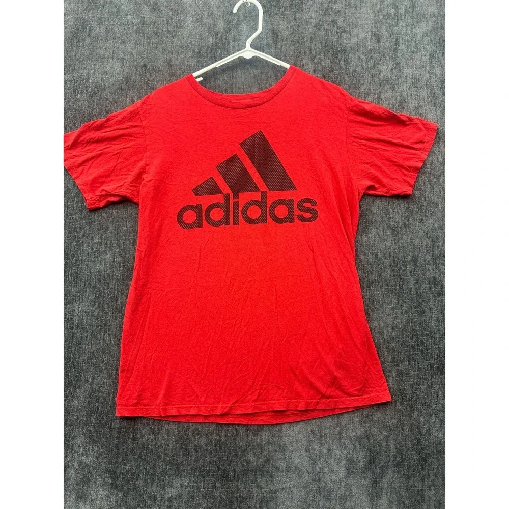 Adidas Go To Tee Shirt Mens Medium Red Short Sleeve Crew Neck Cotton Performance